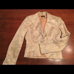 Bebe gold and turquoise cropped blazer